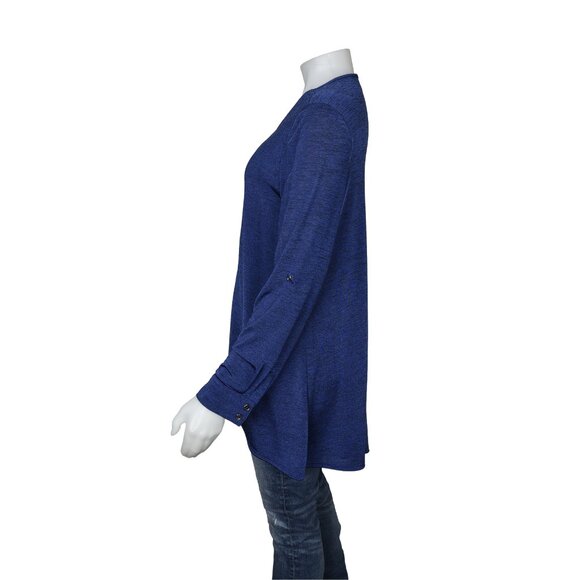 Joseph Ribkoff Royal Blue Zipper Front Blouse Tunic Top Asymmetrical Size 12 - Picture 5 of 9